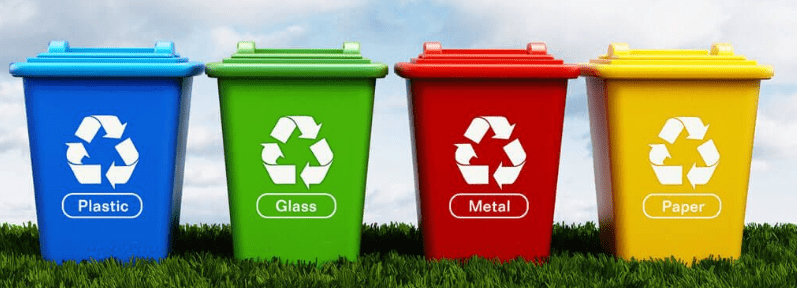 Different types of waste bins