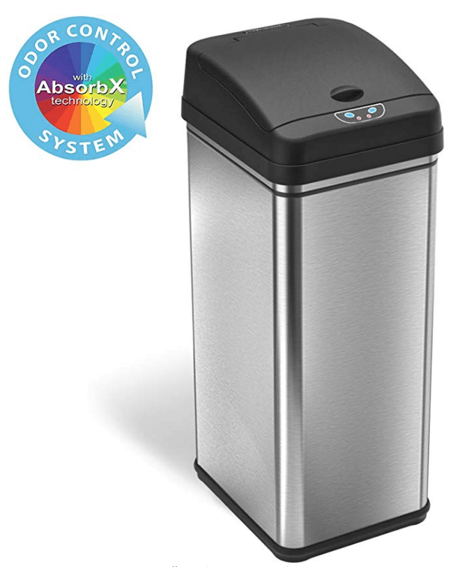 itouchless 13-gallon touchless motion stainless steel trash can