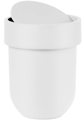 umbra touch waste can with lid white
