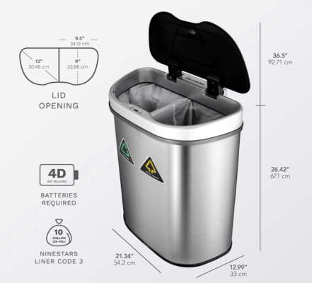 nine stars trash can/recycler