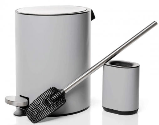 bathroom trash can and toilet brush