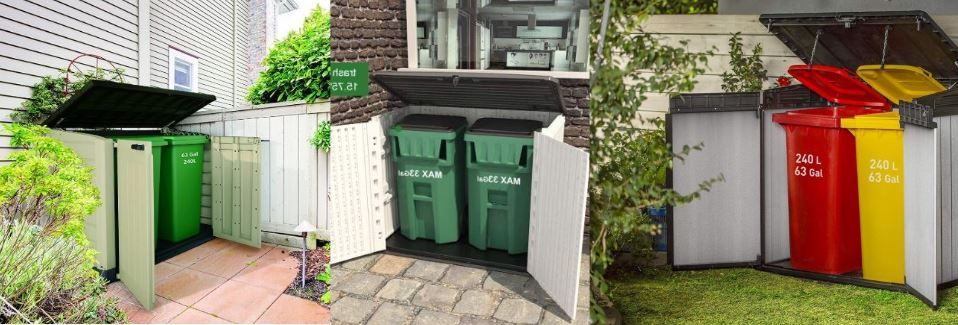outdoor trash can storage shed