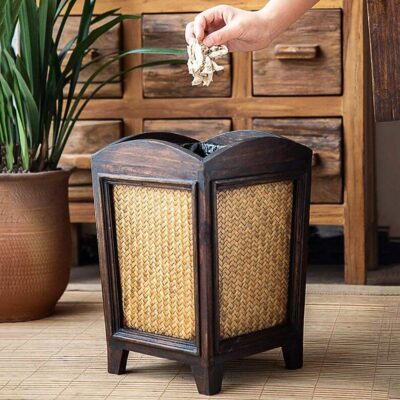 NSYNSY Antique Wooden Trash Can