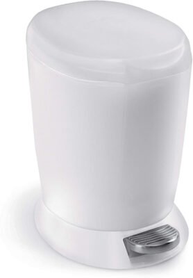simplehuman 6 Liter Compact Plastic Round Bathroom Step Aesthetic Trash Can